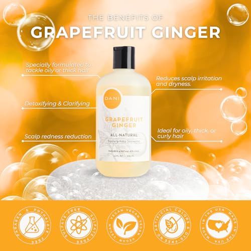 DANI Naturals SulfateFree Shampoo Grapefruit Ginger Detoxifying Clarifying Formula for Oily Thick Curly Hair 12 oz Nouri