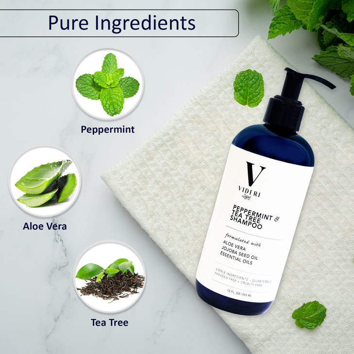 Videri Sulfate Free Shampoo For Keratin Treated Hair Peppermint Tea Tree Anti Frizz Shampoo Special Blend of Aloe Vera J