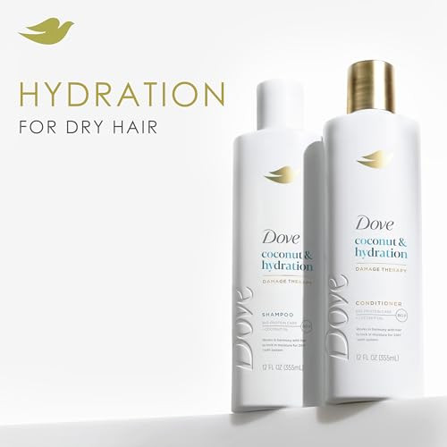 Dove Shampoo and Conditioner Coconut Hydration 2 Count for Dry Hair with BioProtein Care Technology and Coconut Oil 12 F