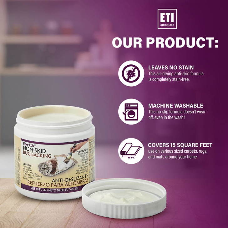Environmental Technology FiberLok Nonskid Backing 16 oz AntiSlip Natural Rubber Coating for Kitchen Rugs Hardwood Floor