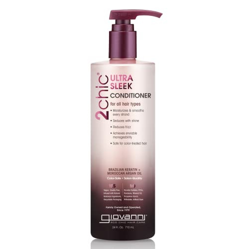 GIOVANNI 2chic UltraSleek Conditioner Brazilian PhytoKeratin Moroccan Argan Oil AntiFrizz Formula Coconut Shea Butter Pr