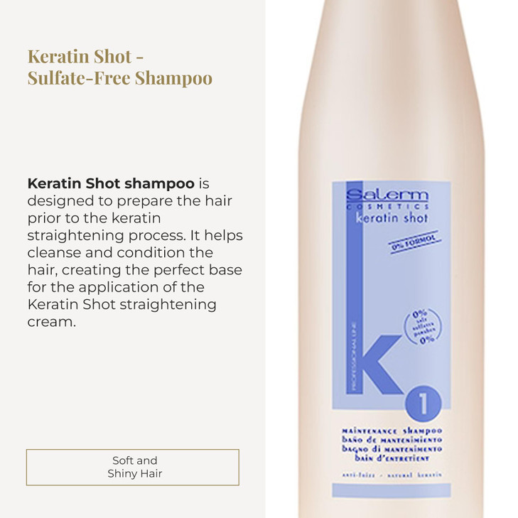 SALERM Keratin Shot SulfateFree Shampoo 500 ml Preparation and Maintenance for Keratin Straightening Treatment Smooth an