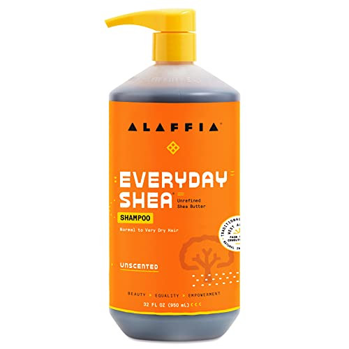 Alaffia EveryDay Shea Shampoo Unscented Gentle Cleansing Shampoo for Normal to Dry Hair Made with Fair Trade Unrefined S