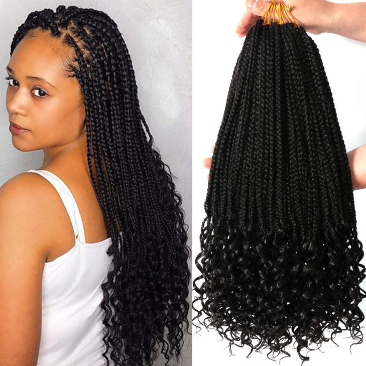 7 Packs 18 Inch Bohemian Goddess Box Braids Crochet Hair for Black Women 18 Inch 1B