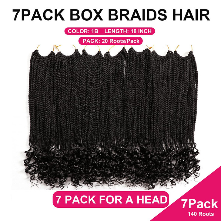 7 Packs 18 Inch Bohemian Goddess Box Braids Crochet Hair for Black Women 18 Inch 1B