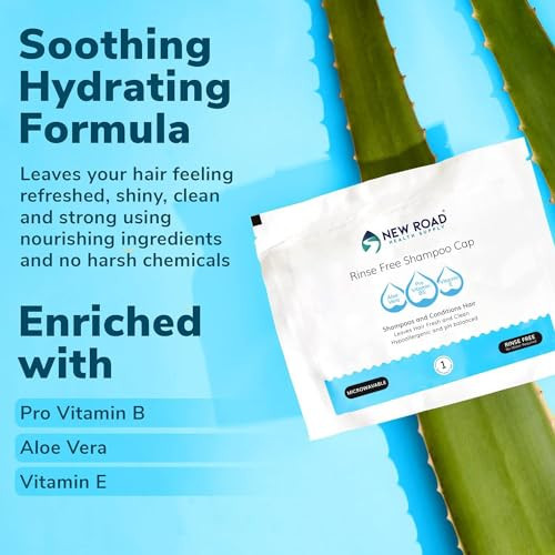New Road Health Supply Rinse Free Shampoo Cap Shampoo and Condition Without Water Shower Cap for Women and Men PH Balanc