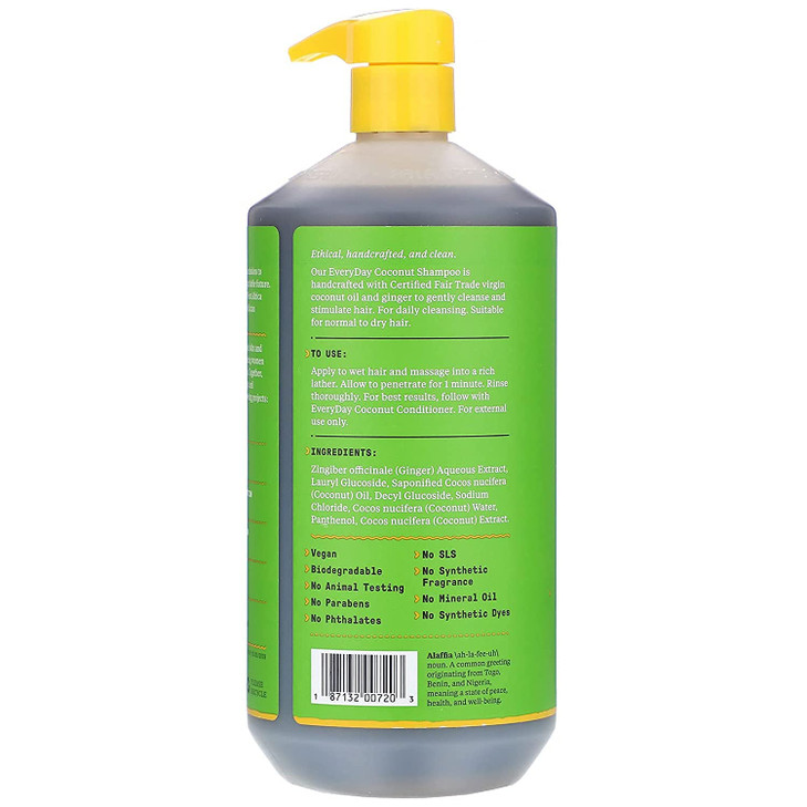 Alaffia EveryDay Coconut Shampoo Normal to Dry Hair Helps Gently Clean Scalp and Hair of Impurities with Ginger and Coco