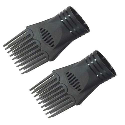 2Pcs Black Universal Hairs Dryer Comb,Nozzle Plastic Hairdressing Hair Dryer Blow Comb Attachment,Hair Styling Nozzle Tool Fashion Salon Tool for Str