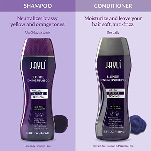 Blonde Toning Shampoo Conditioner 2 Pack Jayli Purple Toning for brassy and yellow tones 148 Fl Oz
