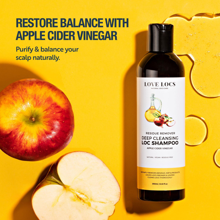 Love Locs Apple Cider Vinegar Deep Cleansing Dreadlock Shampoo Clarifying Cleanser for Build Up Residue Remover ACV Loc