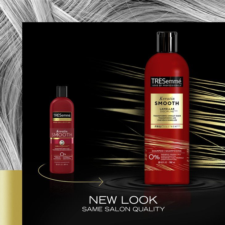 TRESemm Keratin Smooth Smoothing Shampoo for Frizzy Hair Formulated With Pro Style Technology 20 oz