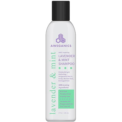AWEGANICS Lavender Mint Hair Shampoo Inspiring Natural Aromatherapy Invigorating Purple Shampoos Hydrating Cleansing Moi