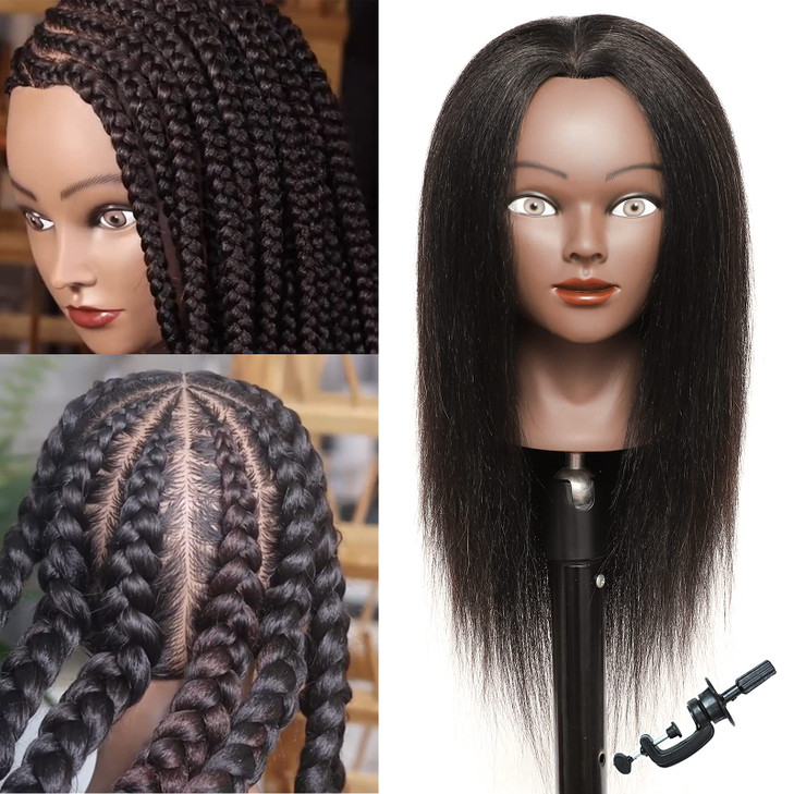 Mannequin Head with Human Hair for Braiding 100 Real Hair Mannequin Head Cosmetology with Hair Doll head for Hair Stylin