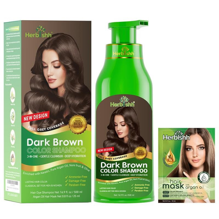 Herbishh Hair Color Shampoo for Gray Hair Magic Hair Dye Shampoo Colors Hair in MinutesLong Lasting500 Ml3In1 Hair Color