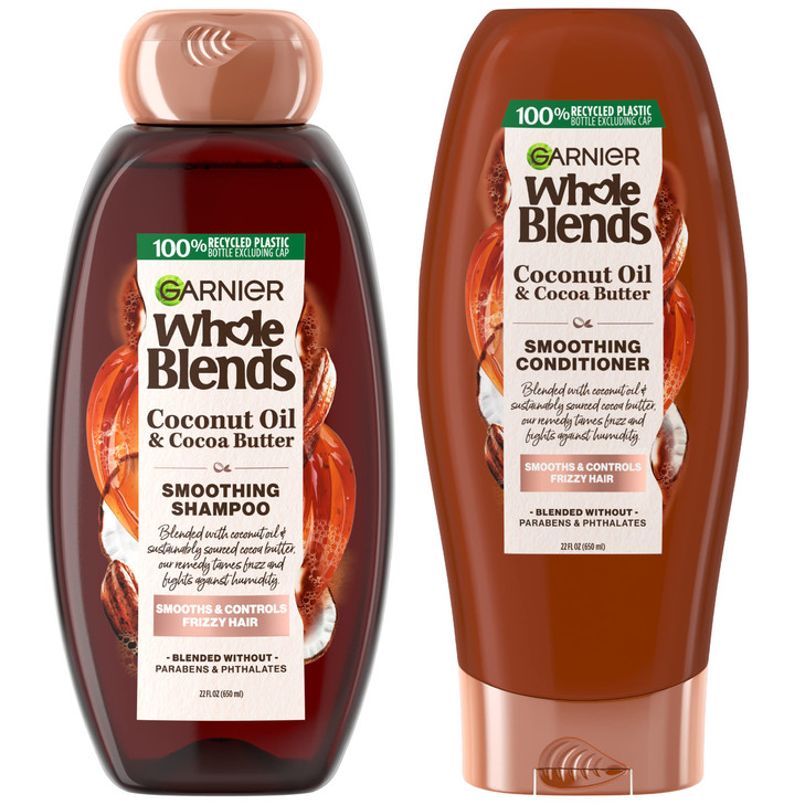 Garnier Whole Blends Coconut Oil Cocoa Butter Smoothing Shampoo and Conditioner Set for Frizzy Hair 22 Fl Oz 2 Items 1 K