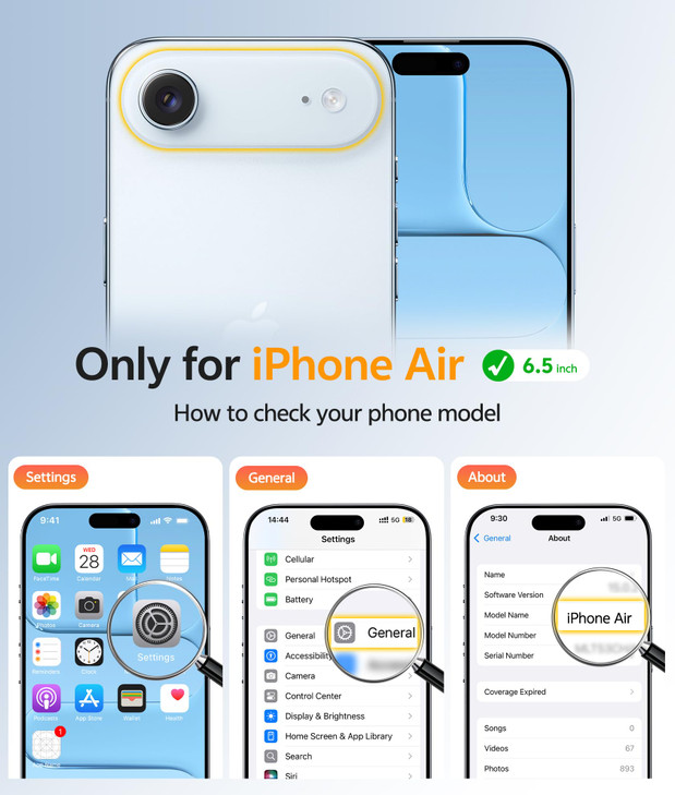 FNTCASE for iPhone Air Case: [Compatible with Magsafe] Translucent Matte Cases with [Full Camera Protection] [Screen Protector] Military Grade Shockp