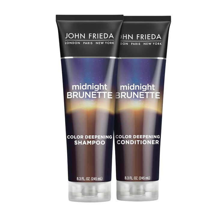 John Frieda Midnight Brunette Shampoo Conditioner Color Deepening Shampoo Conditioner to Enhance and Refresh Brunette To