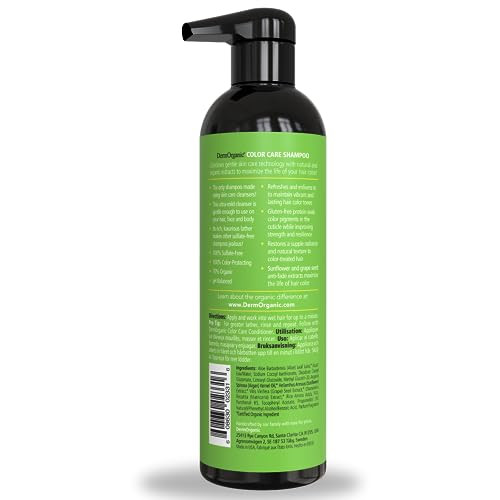 DermOrganic Color Care Shampoo 100 SulfateFree Cream Shampoo with Sunflower AntiFade Extract 17 floz
