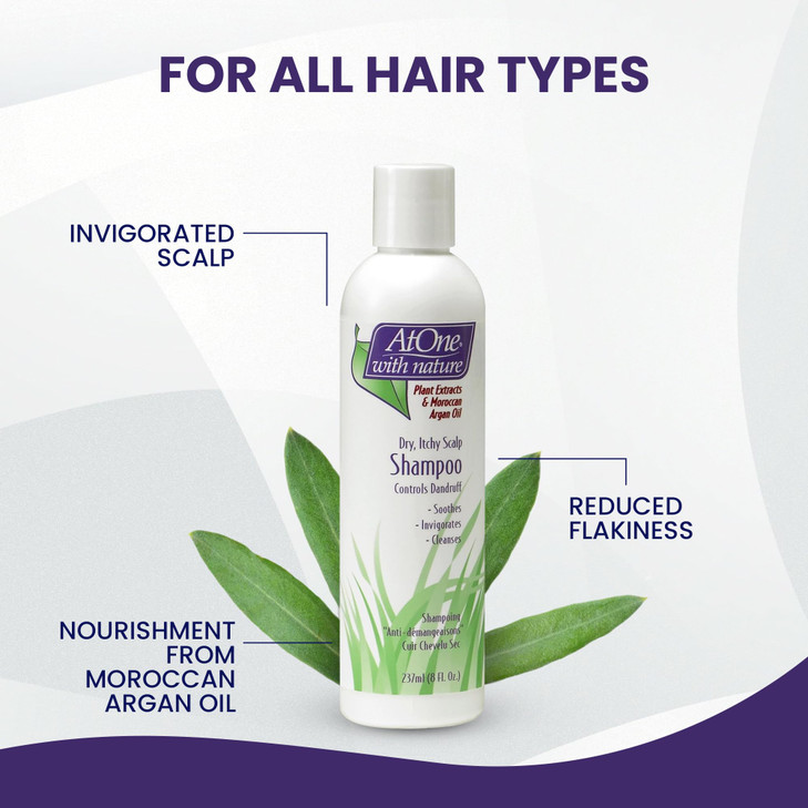AtOne with Nature Dandruff Control Shampoo 16 oz Liquid Shampoo for Dry Hair Fresh Scent Dandruff Control Solution