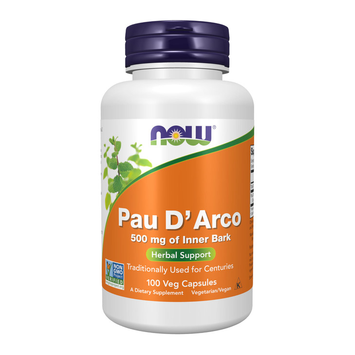 NOW Foods Supplements, Pau D'Arco (Tabebuia heptaphylla) 500 mg, Herbal Support, 100 Veg Capsules