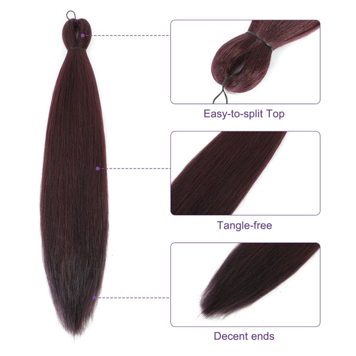 ROSDINA Prestretched Braiding Hair 30 Inch 8 Packs Burgundy Wine Red Braiding Hair For Twist or Box Braids Yaki Texture