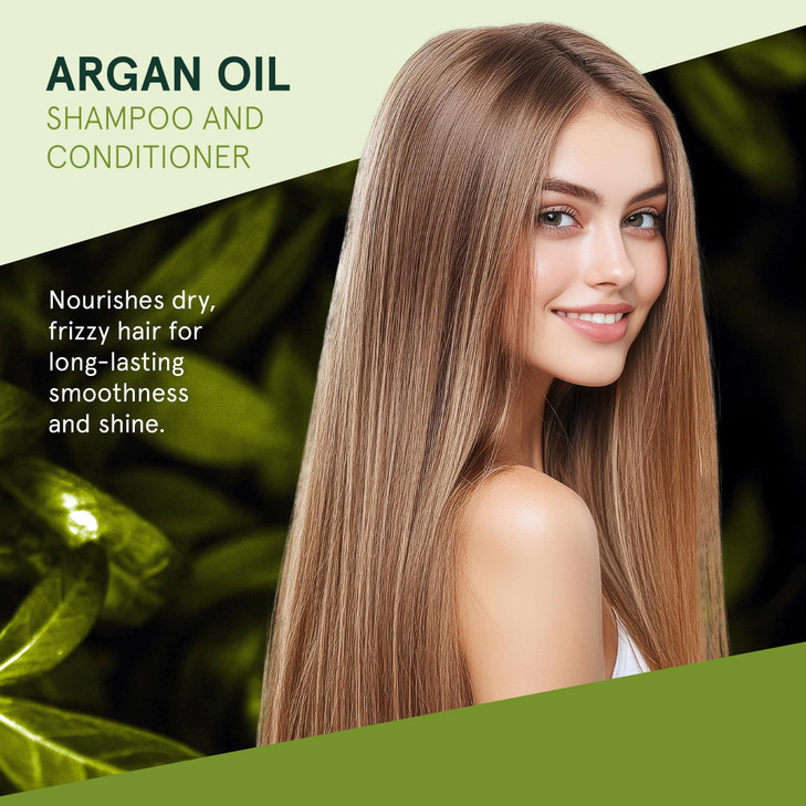 Inoar Argan Shampoo Moisturizing Conditioner Haircare Set with Argan Oil Cocoa Butter for Smoothing Repair 2x250ml