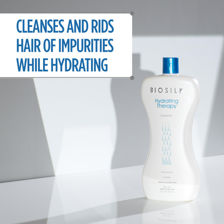 BioSilk Hydrating Shampoo Replenishes Hair Moisture For Strong Smooth Hair Sulfate Paraben CrueltyFree 34 Oz