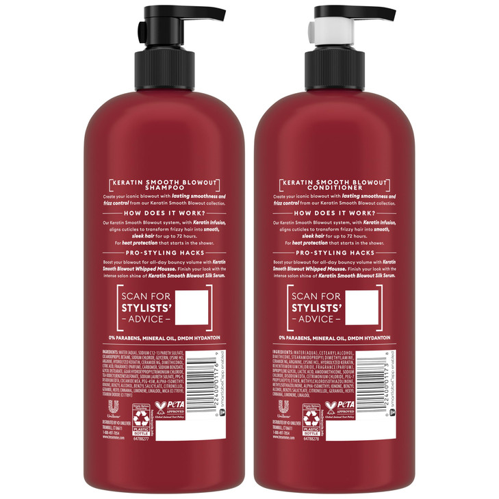 TRESemm Shampoo and Conditioner Keratin Smooth AntiFrizz Hair Products for Sleek Hair 28 Oz Ea