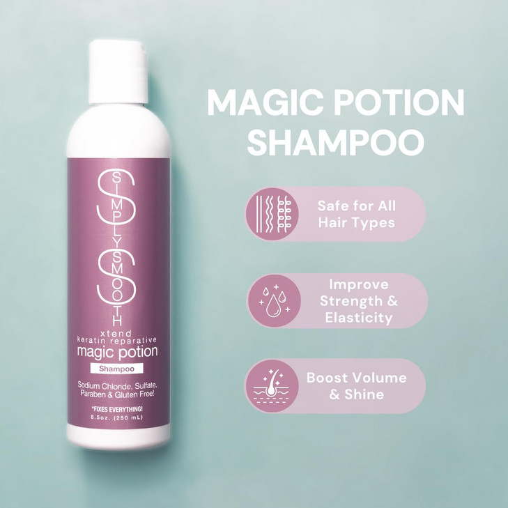 SIMPLY SMOOTH Magic Potion Shampoo Paraben Free Daily Shampoo Restore Repair Dry Damaged Keratin Depleted Hair Hydrate C