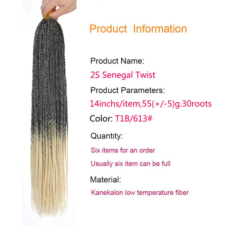6Packs 14 18 24 Senegalese Twist Crochet Hair Braids Small Havana Mambo Twist Crochet Braiding Hair 2S Senegalese Twists