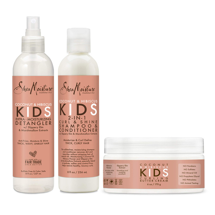 SheaMoisture Kids Extra Moisturizing Detangler 2In1 Curl Shine Coconut Hibiscus Shampoo Conditioner and Curling Butter C
