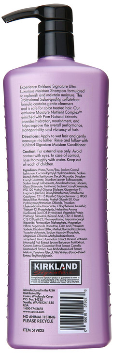 Kirkland Signature Professional Salon Formula Moisture Shampoo 338 Fl Oz