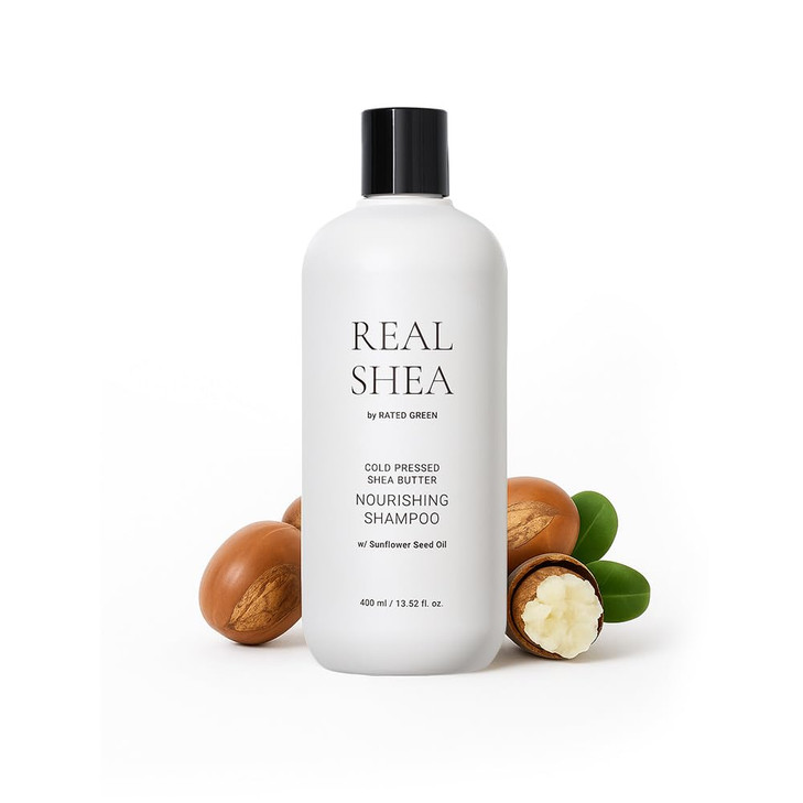 RATED GREEN Real Shea Nourishing Shampoo Organic Cold Pressed Sunflower Seed Oil Deep Moisture Soothing Care for Dry Dam