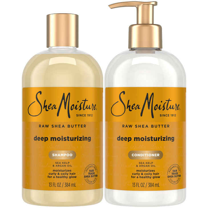 SheaMoisture Shampoo Conditioner Set Deep Moisturizing with Raw Shea Butter Sea Kelp Argan Oil for Coily Curly Hair 13 O