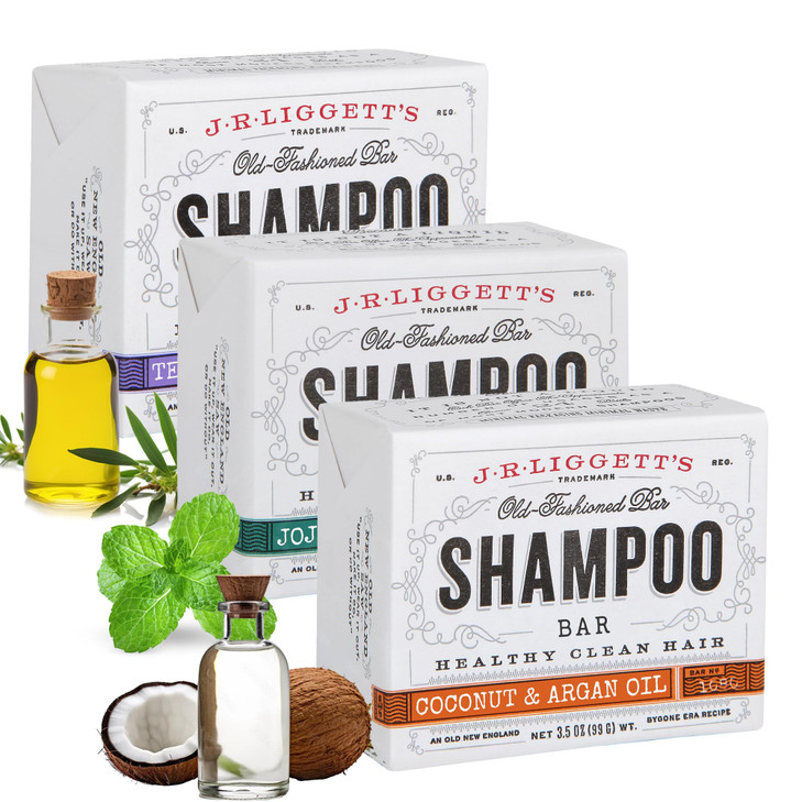 JRLIGGETTS Shampoo Bar Tea Tree Jojoba Peppermint Coconut Argan Oils All Natural Solid Shampoo Bar SulfateFree GMOFree N