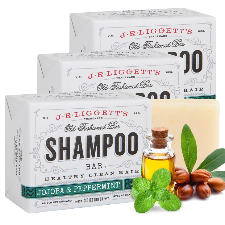 JRLIGGETTS Shampoo Bar Jojoba Peppermint Formula All Natural Solid Bar Shampoo for Hair with Jojoba Oil Peppermint Essen
