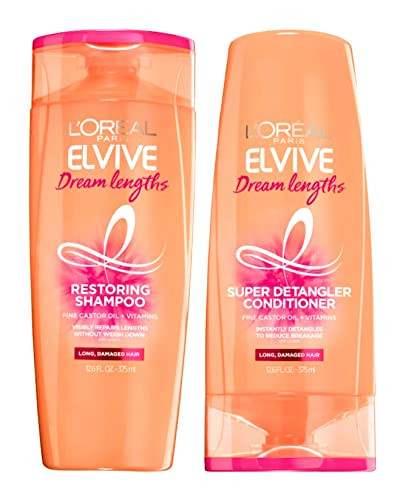 LOreal Paris Elvive Dream Lengths Restoring Shampoo Super Detangler Conditioner Set One Set