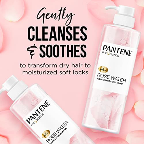 Pantene Sulfate Free Shampoo and Conditioner Set Rose Water Soothing and Moisturizing Infused with Vitamin B5 for all Ha