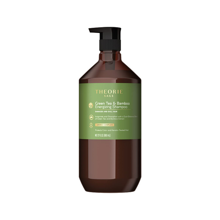 Theorie Green Tea and Bamboo Energizing Shampoo Invigorate Strengthen Irresistible Scent of Green Tea Jasmine Amber Cypr