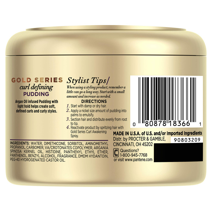 Pantene Hair Cream Treatment Sulfate Free Curl Defining Pudding ProV Gold Series for Natural and Curly Textured Hair 76