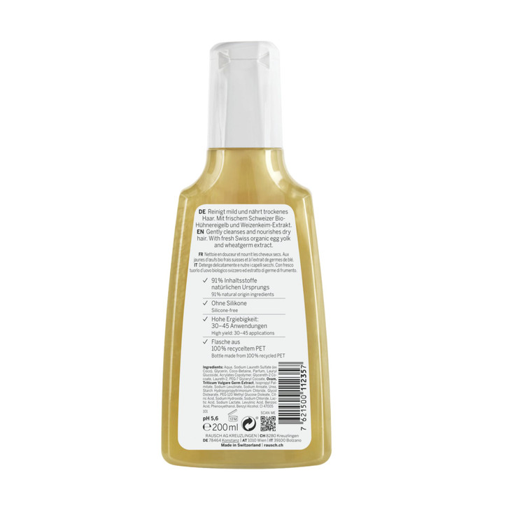 Rausch Egg Oil Nutrient Shampoo 200 ml For Dry Hair Structure Scalp Treatment Soothes Regulates German Personal Care