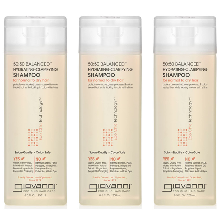 GIOVANNI ECO CHIC 5050 Balanced Hydrating Clarifying Shampoo Leaves Hair pH Balanced for OverProcessed Hair Provides Moi