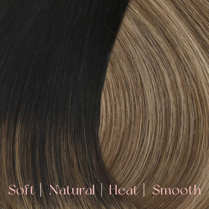 Easyouth Clip in Hair Extensions Ombre Black Clip on Hair Extensions Black to Dark Brown Mix Caramel Brown Balayage Remy