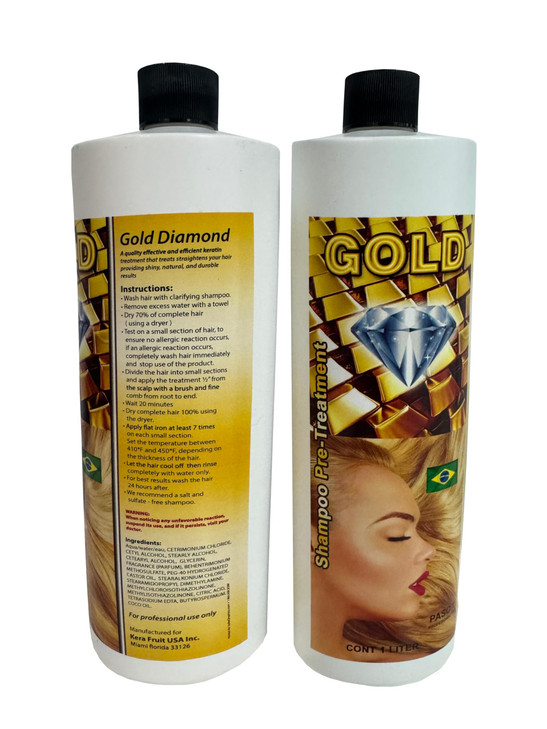 KERA FRUIT Cirugia Capilar Gold Diamond 16oz Incluye Shampoo Tratamiendo De Keratina Oro