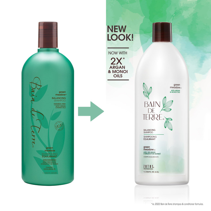 Bain de Terre Green Meadow Balancing Shampoo Gentle Cleansing for Soft Silky Hair with Argan Monoi Oils Parabenfree Colo