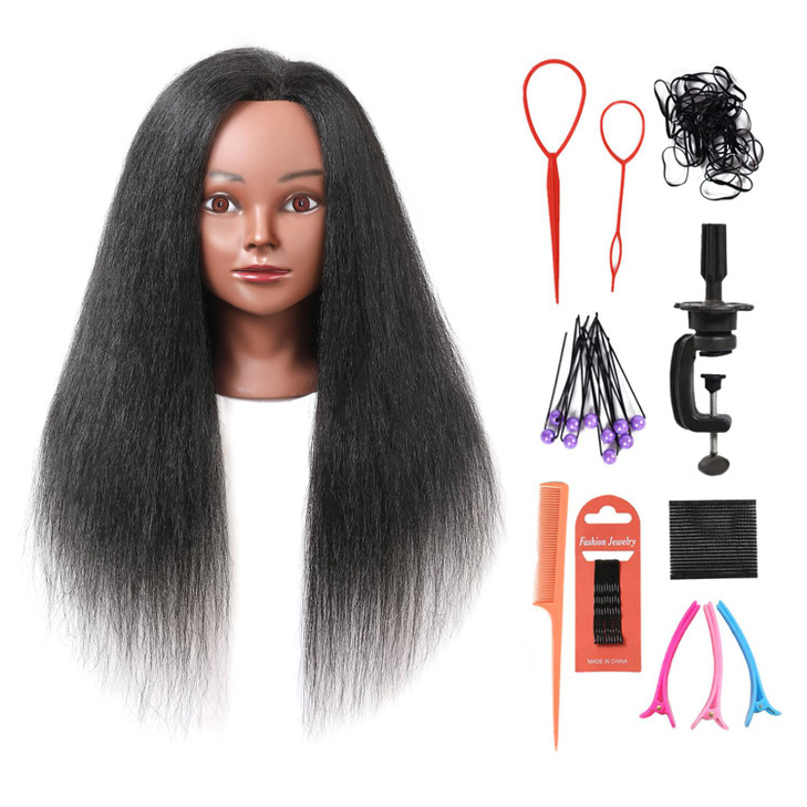 SOPHIRE 100 Real Hair Mannequin Head Training Head with stand 18 Hairdresser Cosmetology Mannequin Manikin Training Prac
