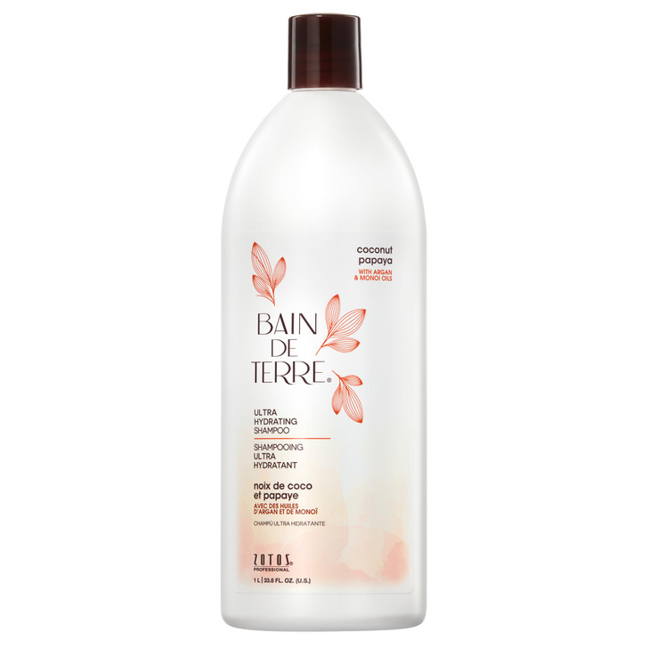 Bain de Terre Coconut Papaya Ultra Hydrating Shampoo Moisture Quench for Dry Damaged Hair with Argan Monoi Oils ParabenF
