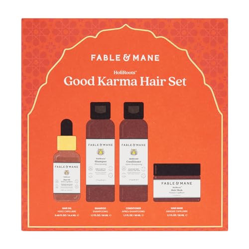 Fable Mane Good Karma Hair Gift Set for Stronger Healthier Hair Travelsized Minis of HoliRoots Hair Oil Hydrating Shampo