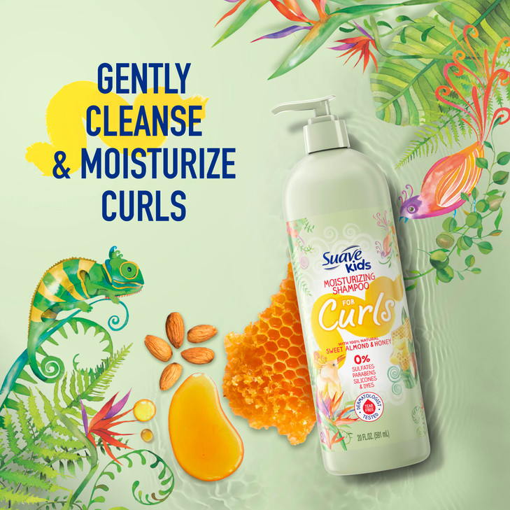 Suave Kids Natural Sweet Almond Honey Curly Hair Shampoo Tear Free No Sulfates No Parabens No Silicones No Dyes 165 Oz P