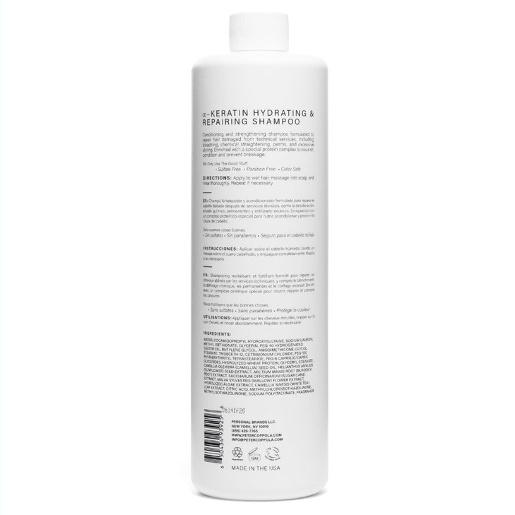 PETER COPPOLA aKeratin Hydrating Repairing Shampoo Ultrarepairing Gentle Cleansing Sulfate Free Shampoo Repairs Damaged